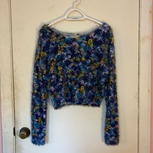 Fuzzy Floral Anthropologie Sweater
